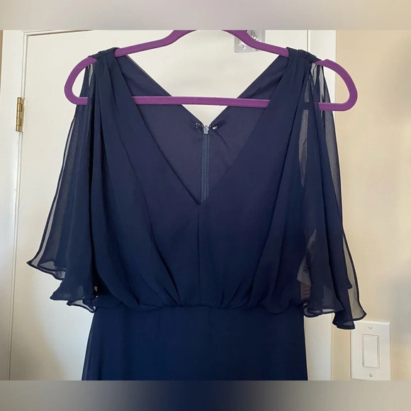 NWT After Six Navy Split Blouson Sleeve Gown Size 2 - Picture 5 of 8